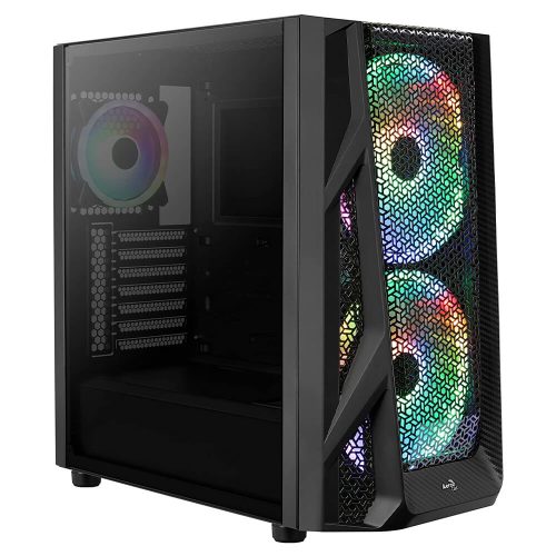 Gabinete Aerocool Airhawk Black Duo RGB, Negro, Cristal Templado, E-ATX, USB 3.0, HD Audio - DUO-G-BK-V1
