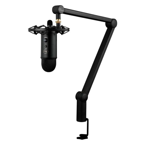 Micrófono Logitech Blue Yeticaster, Pack Profesional para Broadcasting, Micrófono USB Yeti, Suspensión Radius III, Brazo Compass, Grabación, Streaming, Gaming, Podcasting, Negro, 988-000514/ NAVIDAD