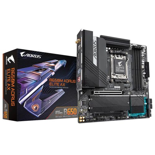 Tarjeta Madre B650M Aorus Elite AX, AM5, Micro Atx, DDR5, 2 m.2, PCIe 5.0, USB 3.2, Type-C, Q-Flash Plus