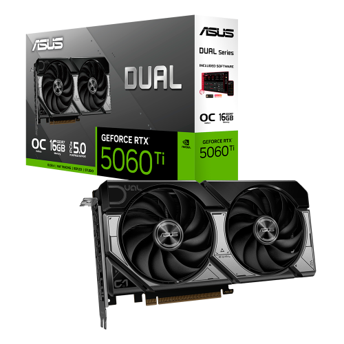 Tarjeta de Video ASUS NVIDIA GeForce RTX 5060 Ti DUAL OC Edition, 16GB, 128-bit GDDR7, PCI Express Gen 5, DUAL-RTX5060TI-O16G, RTXS50