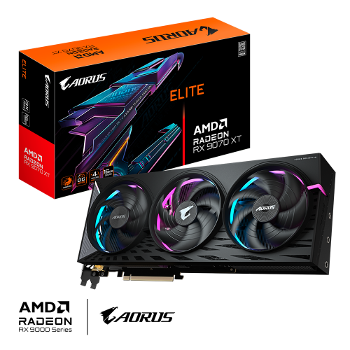 Tarjeta de Video GIGABYTE AORUS ELITE RX 9070 XT, AMD Radeon, 16GB, 256-bit GDDR6, PCI Express 5.0, GV-R9070XTAORUS E-16GD