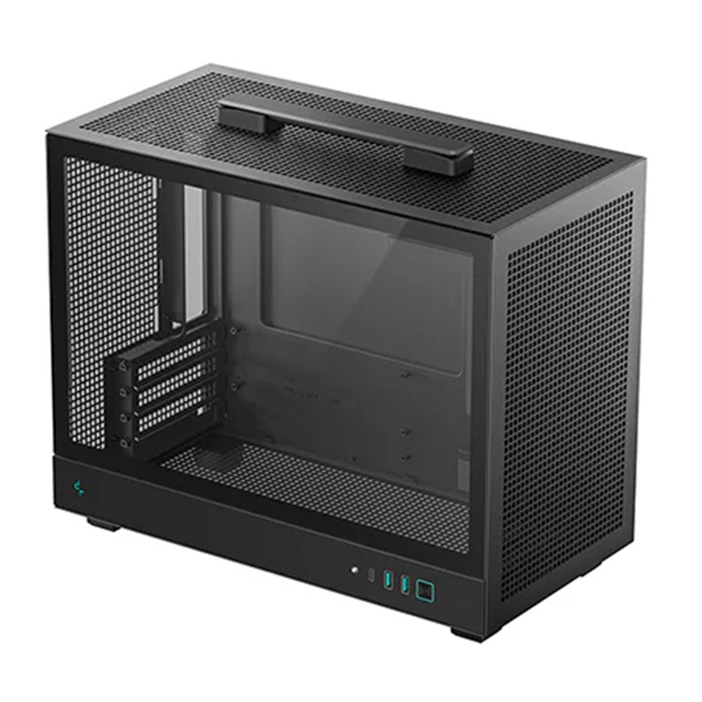 Gabinete DEEPCOOL CH160 Plus Black, Mini-ITX, Cristal Templado, Paneles de Malla para Flujo de Aire Alto, Refrigeraciones Hasta 240mm, Negro, R-CH160-BKNGM0-G