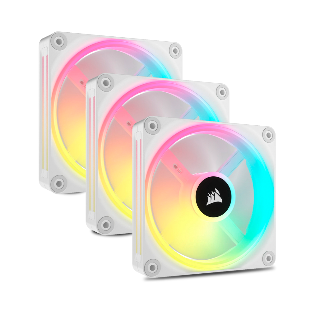 Kit 3 Ventiladores Corsair iCUE Link QX120 RGB, 120mm, 480-2400RPM, Blanco, 3 Ventiladores, CO-9051006-WW