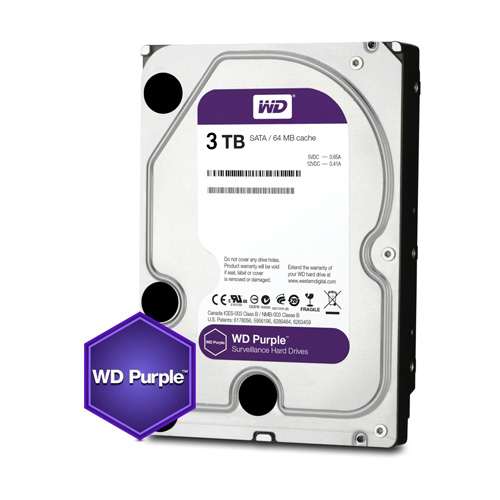 Disco Duro 3TB WD Purple/ Sata 3, Sistemas Circuito Cerrado, WD30PURZ