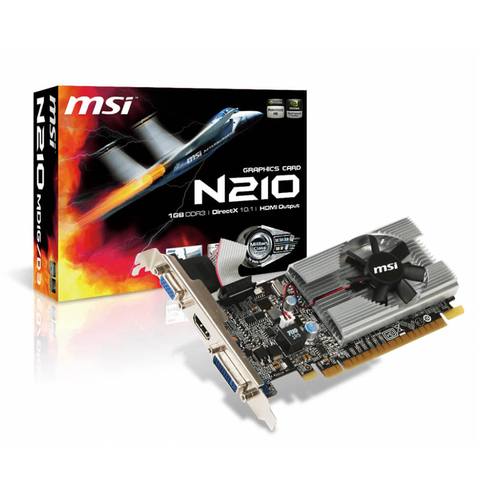 Tarjeta de video NVIDIA GeForce 210 1GB GDDR3 HDMI/VGA/DVI MSI Low Profile N210-MD1G-D3