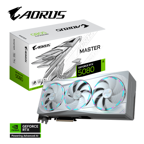 Tarjeta de Video GIGABYTE GeForce RTX 5080 AORUS MASTER ICE, 16GB GDDR7, 256-bit, DisplayPort x3, HDMI, DirectX API DirectX 12, GV-N5080AORUSM ICE-16GD