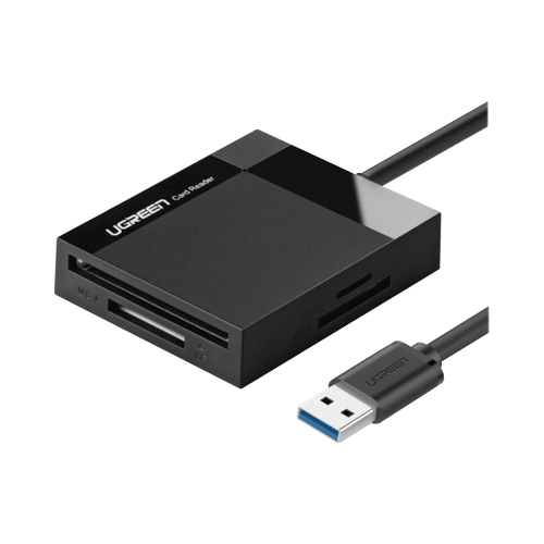 UGREEN 30333 Lector de Tarjetas USB-A 3.0 a CompactFlash (CF)/ MemoryStick (MS)/ TransFlash (TF)/ SecureDigital (SD) | 4 en 1 | 5Gbps | Hasta 2TB | Soporta Windows/Mac OS/Linux/Android | Lectura de tarjetas simultánea | Cable de 15cm.