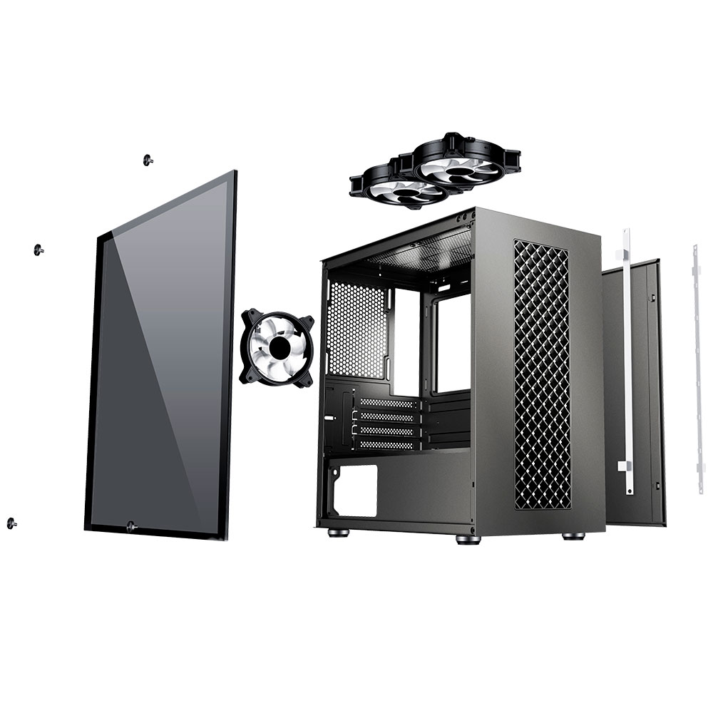 Gabinete Yaguaret FLICKER Negro, LED RGB, Cristal Templado, Micro ATX, Mini ITX, USB 3.0, CGFLICKER01YGT / - Image 9