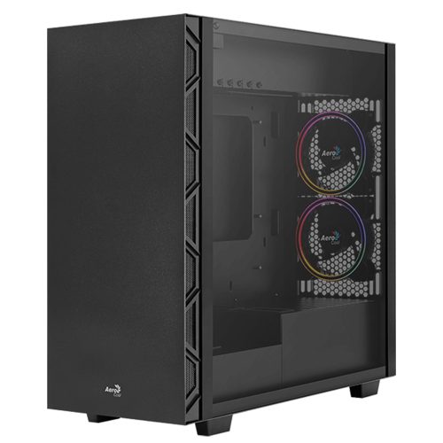 Gabinete Aerocool Flo Saturn FRGB, Black, Cristal Templado, ATX, USB 3.0