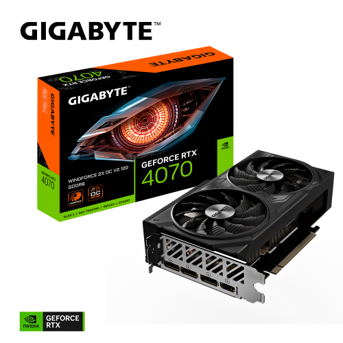 Tarjeta de Video GIGABYTE NVIDIA GeForce RTX 4070 WINDFORCE 2X OC V2, 12GB, 192-bit, GDDR6X, PCI Express 4.0, GV-N4070WF2OCV2-12GD