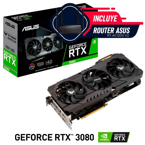 Tarjeta de Video Nvidia GeForce RTX 3080, Asus TUF GAMING V2 LHR, TUF-RTX3080-10G-V2-GAMING, 3 AÑOS DE GARANTIA NACIONAL, GRATIS ROUTER RT-AC1200 V2