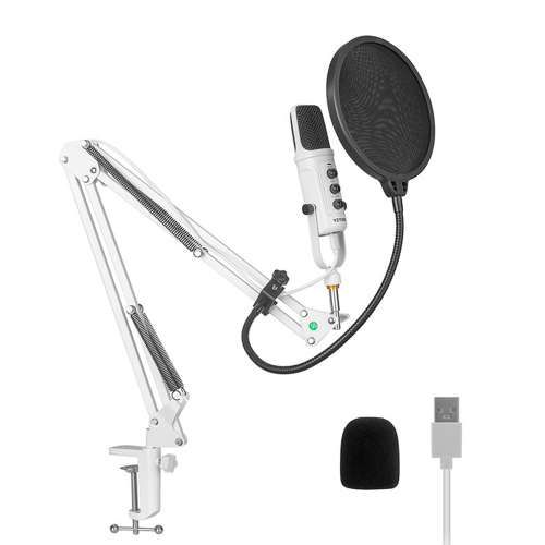Kit de Microfono para Streaming Yeyian Agile NL, USB, Blanco, incluye Soporte de Brazo, Soporte U de Escritorio, Filtro, Abrazadera y Cable USB, YSA-UCHQ-02