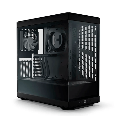 Gabinete HYTE Y40, ATX Mid Tower, 2x 120mm ventiladores pre instalados, Cristal Templado panorámico moderno y estético con cable elevador PCIE 4.0 incluido, Color Negro/ CS-HYTE-Y40-B/ NAVIDAD