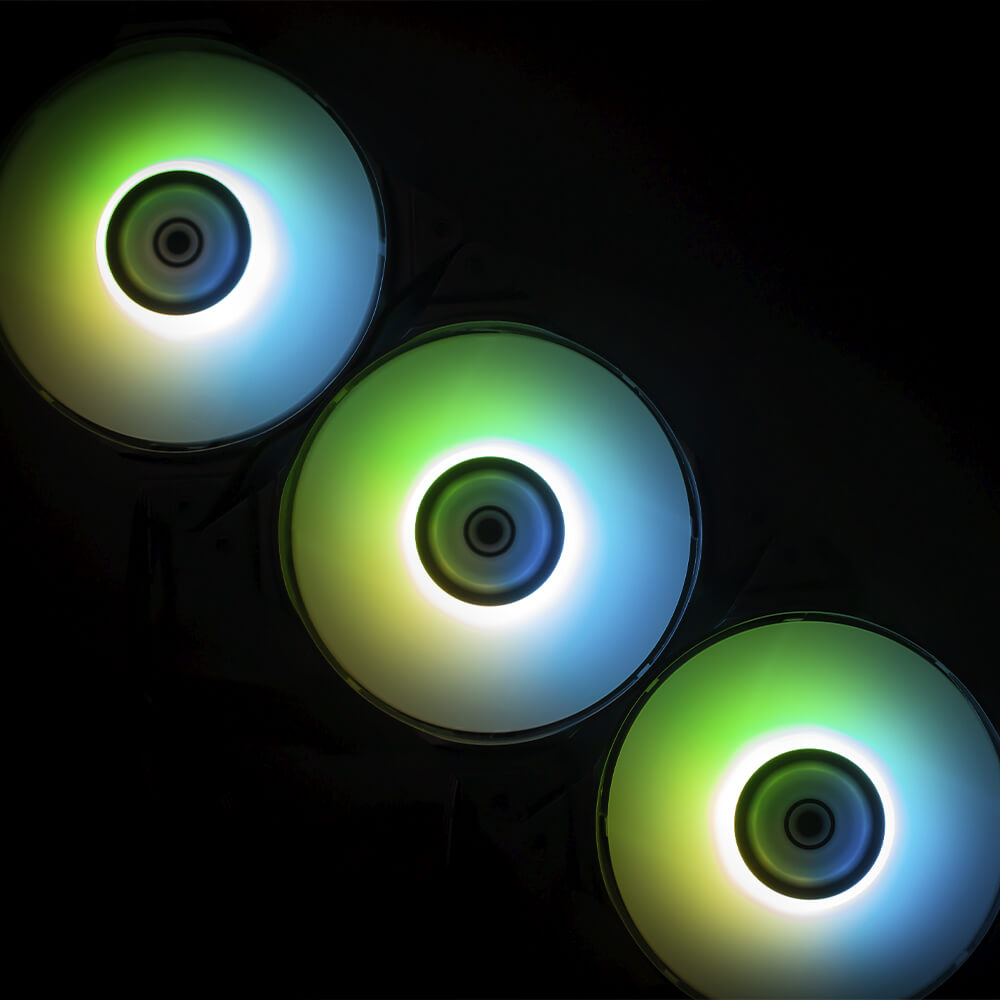 Kit de 3 ventiladores Munfrost Solar Wind RGB, Compatible con Aura Sync etc., ARGB, Controlador incluido, anti-vibraciones / - Image 7