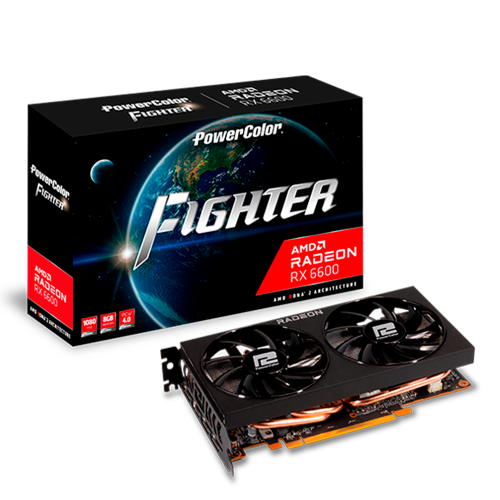 Tarjeta de video Radeon RX 6600 8GB GDDR6, Power Color Fighter, HDMI, DP/ PCI-e 4.0, Nuevo Chip RDNA 2, AXRX 6600 8GBD6-3DH, 1 AÑO DE GARANTIA NACIONAL /