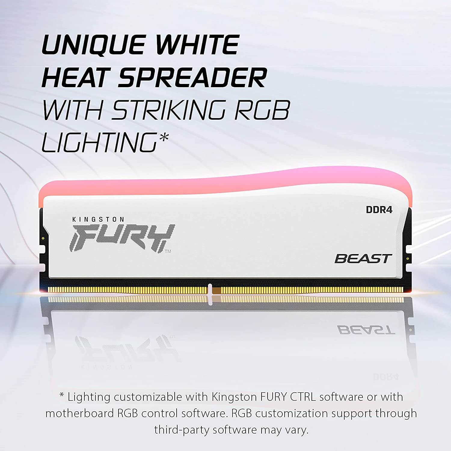 Memoria RAM Kingston Fury Beast White RGB SE, DDR4, 16GB Kit (2x8GB), 3600MT/s, CL 17, DIMM 288-Pin, KF436C17BWAK2/16, promofury /MAX. 1 X CLIENTE - Image 2