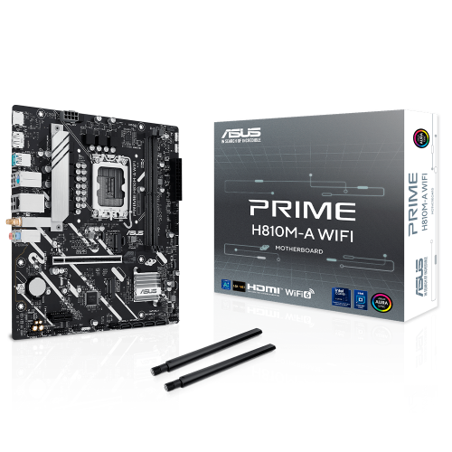 Tarjeta Madre ASUS PRIME H810M-A WIFI, Micro-ATX, LGA 1851, Intel H810, Up to 128GB DDR5, HDMI/DP para Intel, PRIME H810M-A WIFI