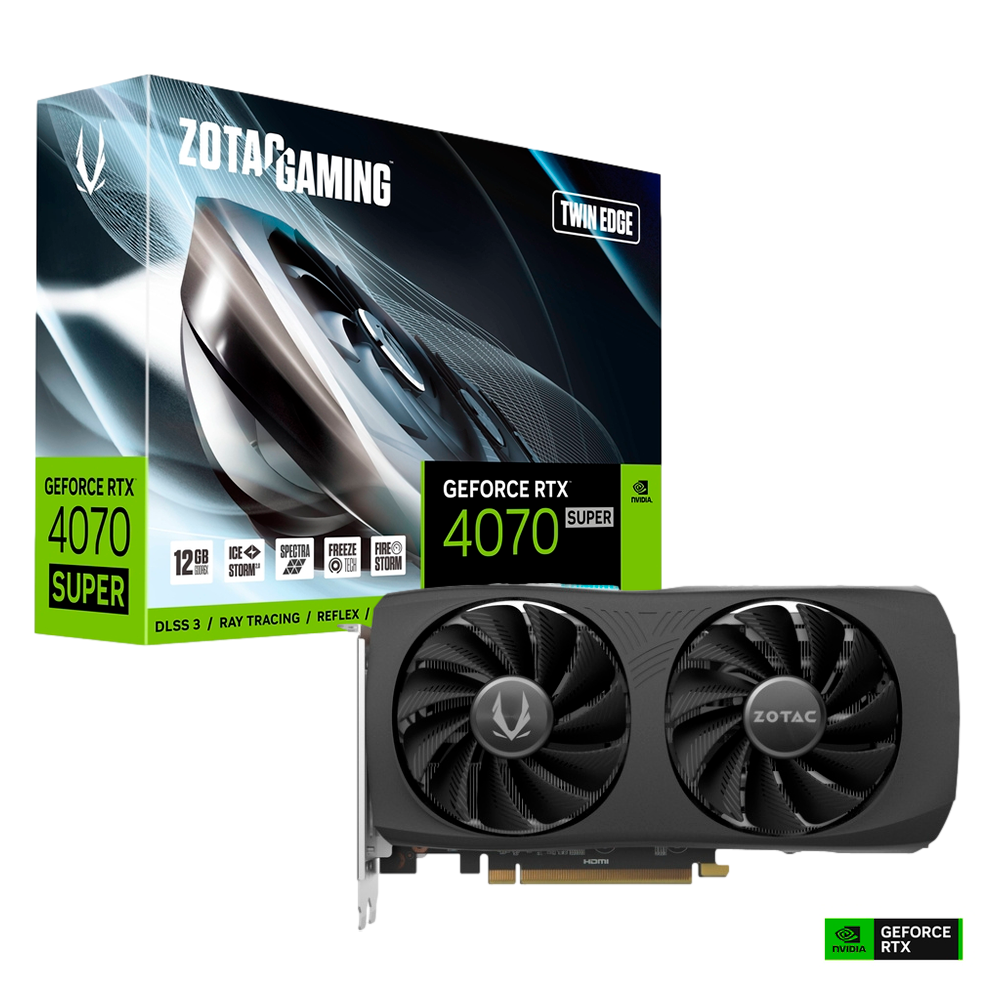 Tarjeta de Video Zotac GAMING GeForce RTX 4070 SUPER Twin Edge, 12GB 192-bit GDDR6X, PCI Express x16 4.0, ZT-D40720E-10M