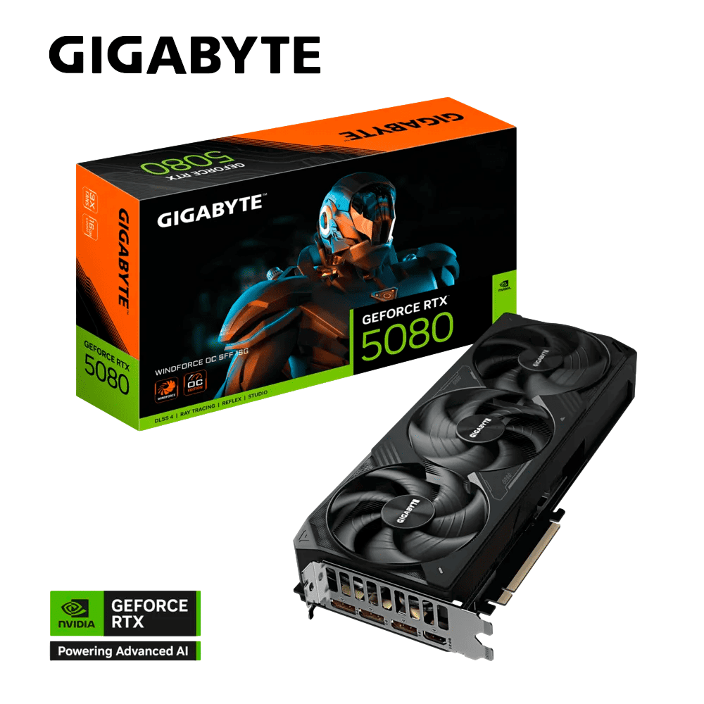 Tarjeta de video GIGABYTE NVIDIA GeForce RTX 5080 WINDFORCE OC SFF, 16GB GDDR7, PCI Express 5.0 x16, GV-N5080WF3OC-16GD, RTXS50