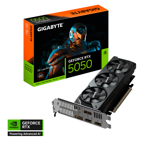 Tarjeta de Video GIGABYTE NVIDIA GeForce RTX 5050 OC, Low Profile, 8GB GDDR6, PCI Express 5.0, GV-N5050OC-8GL