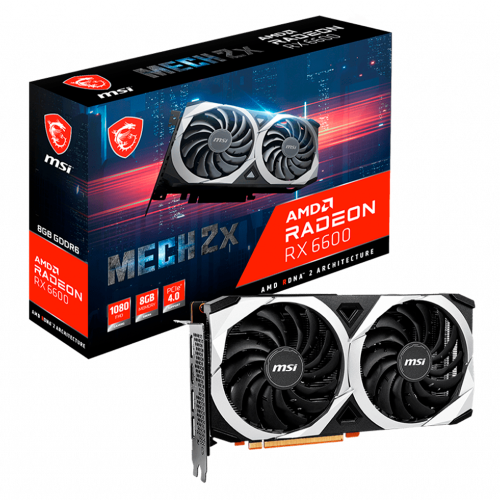 Tarjeta de video Radeon RX 6600, 8GB GDDR6, MSI MECH 2X 8G, HDMI, DP, PCI-e 4.0, Nuevo Chip RDNA 2, 912-V502-035, 3 AÑOS DE GARANTIA NACIONAL