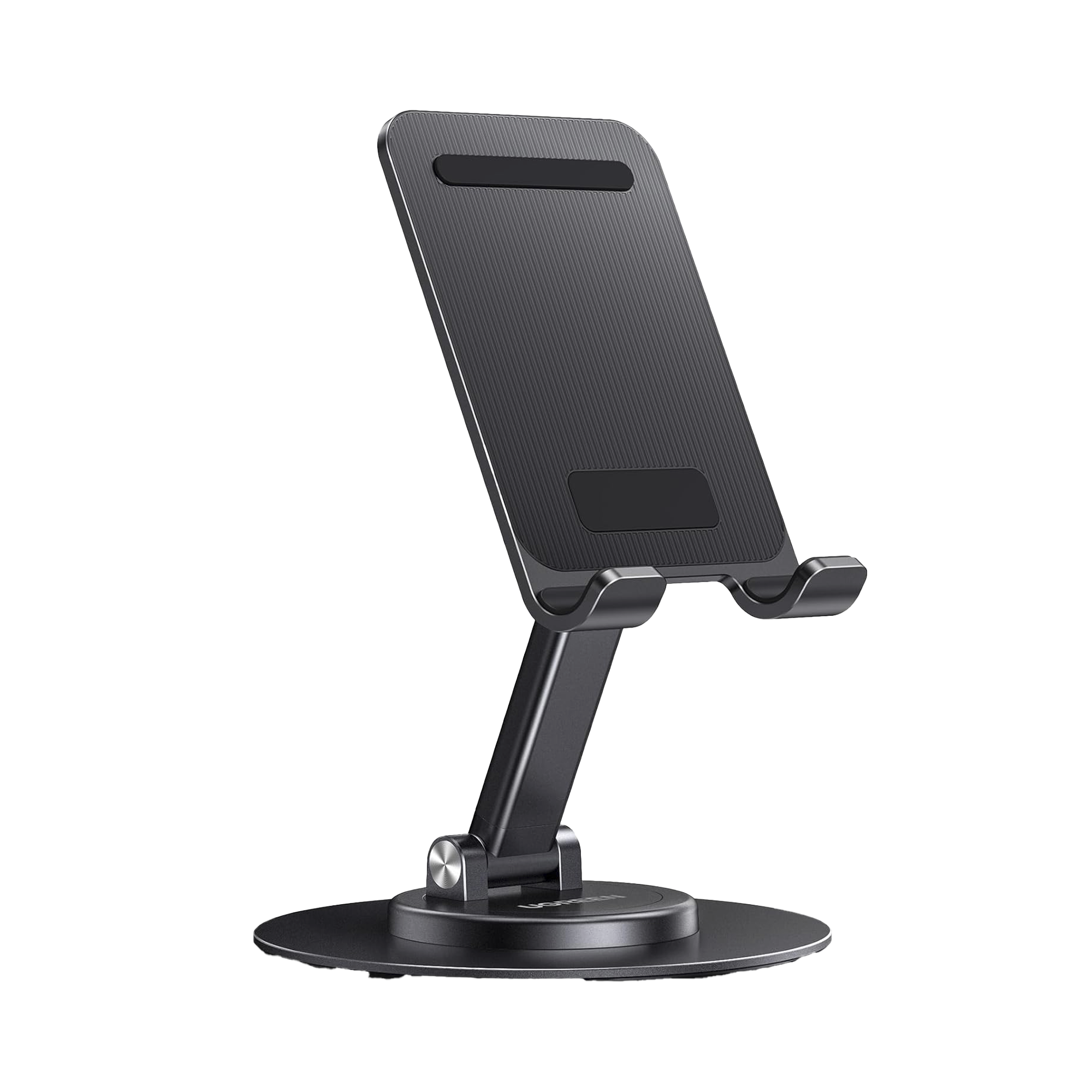 UGREEN 35152 Soporte para Teléfono Celular Giratorio | 360° de Rotación | Angulo Ajustable | Altura Ajustable 17-20cm | Antideslizante | Ejes Giratorios de Alta Precisión| Plegable | Aluminio | Color Gris