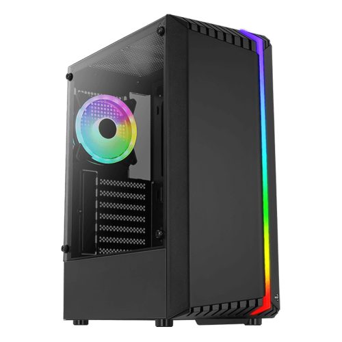 Gabinete Aerocool Bionic RGB, Negro, Cristal Templado, ATX, USB 3.0, HD Audio, Incluye 1 ventilador 120mm RGB, BIONIC-G-BK-V2