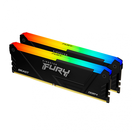 Kit Memoria RAM Kingston FURY Beast RGB, DDR4, 3200MHz, 32GB (2x16GB), CL16, XMP, KF432C16BB12AK2/32 /MAX. 1 X CLIENTE