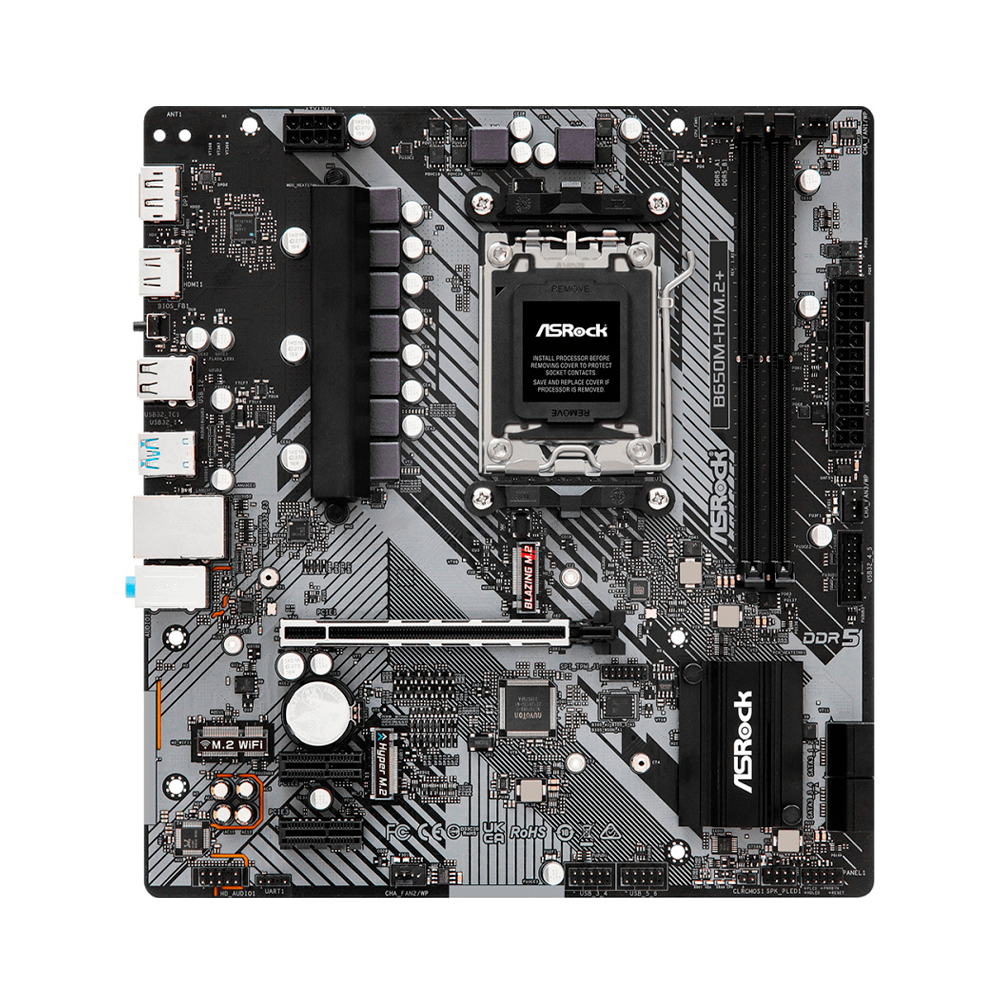 Tarjeta Madre ASRock B650M-H/M.2+, Micro-ATX, AM5, AMD B650, Up to 96GB DDR5, HDMI/DP para AMD, B650M-H/M.2+