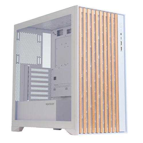 Gabinete Munfrost ALDER, Cristal Templado Reforzado, ATX-Micro ATX-Mini ITX, 2 Ventiladores 160mm Incluidos, Gran Flujo de Aire, Incluye Controlador Alder-1, White/ NAVIDAD