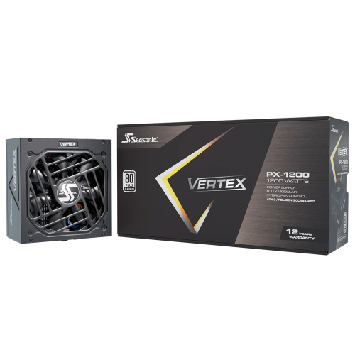 Fuente de Poder Seasonic Vertex PX, 1200W 80+ Platinum, ATX 3.1, Completamente modular, Bajo ruido, Condensador japonés premium, Black, VERTEX PX-1200