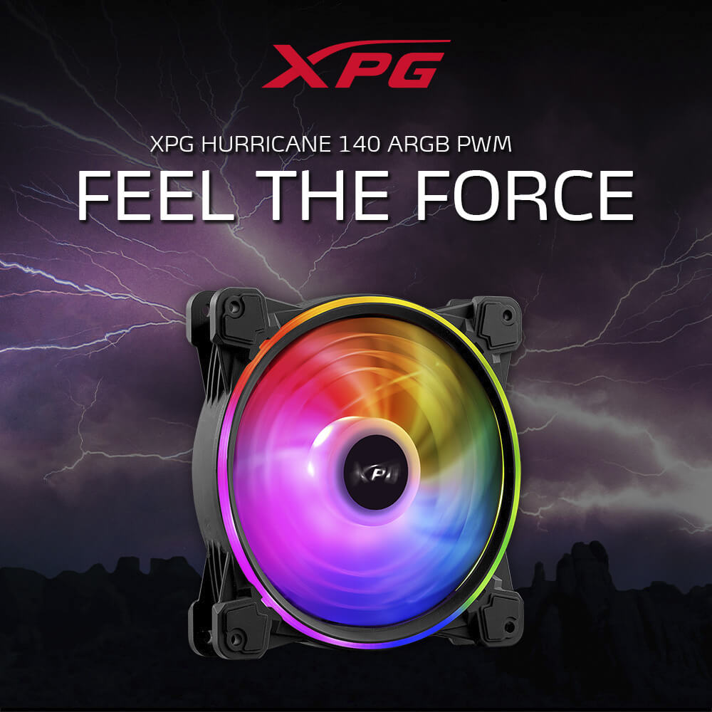 Ventilador para Gabinete XPG Hurricane 140mm, ARGB Led de Doble Anillo, HURRICANE140ARGBPWM-BKCWW - Image 3