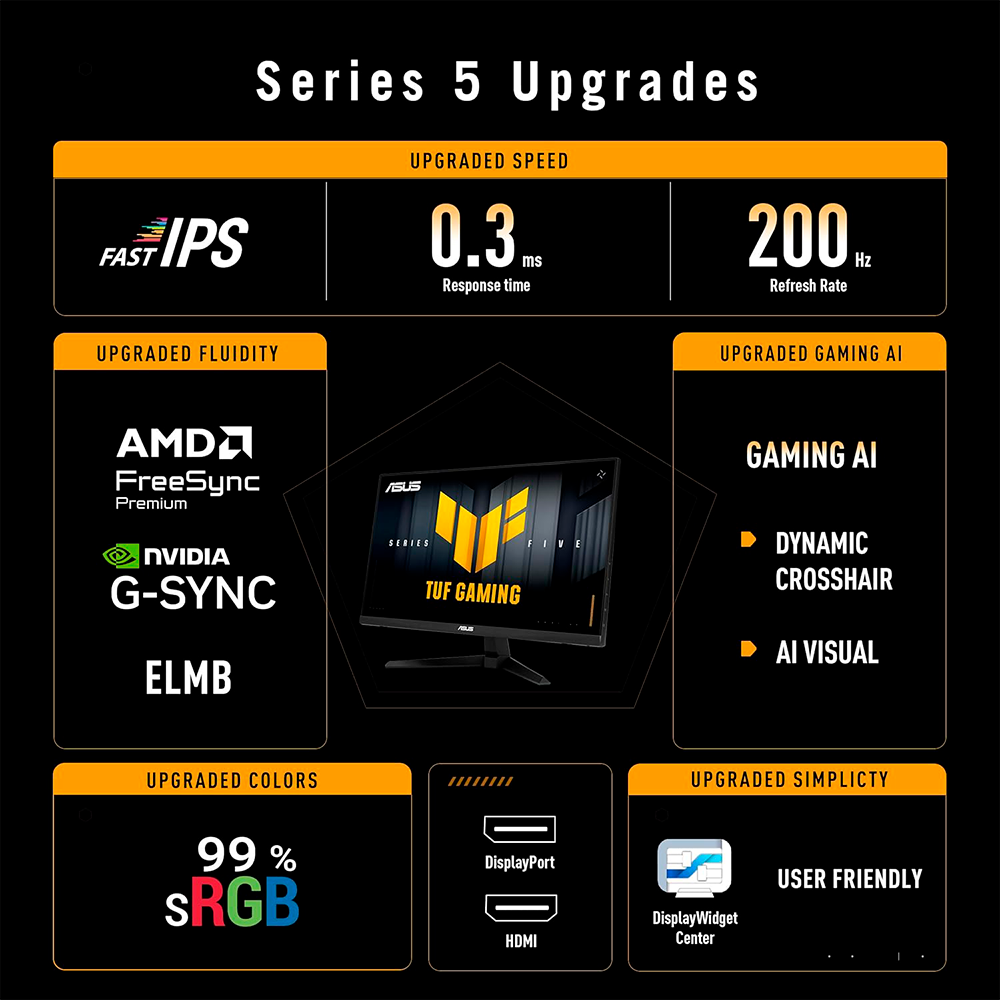 Monitor Gamer ASUS TUF Gaming VG279Q5A, LED, 27, 1920x1080, Full HD, FreeSync, 200Hz, HDMI/DisplayPort, Bocinas Integradas, Negro, VG279Q5A - Image 5