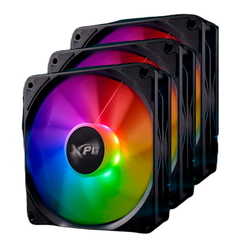 Kit 3 Ventiladores Ventilador XPG Vento R 120 ARGB PWM, 3x120mm, 300~1,600RPM, Negro, VENTOR120ARGBPWM3C-BKCWW