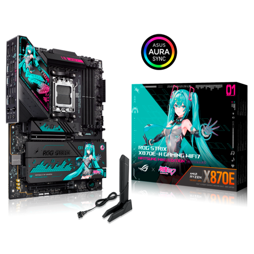 Tarjeta Madre ASUS ROG STRIX X870E-H GAMING WIFI7 EDICIÓN HATSUNE MIKU, ATX, AMD X870E, Up to 256GB DDR5, ROG STRIX X870E-H GAMING MIKU