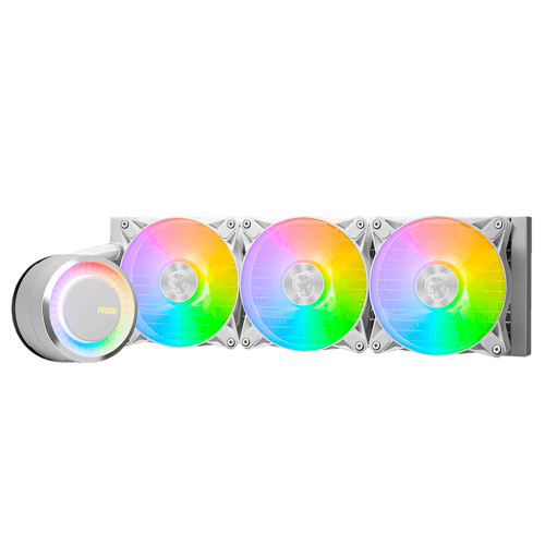 Enfriamiento Líquido MSI MAG CORELIQUID E360 White, AIO 360mm, ARGB, 0-3000RPM, Radiador de Flujo Dividido, MAG CORELIQUID E360 WHITE