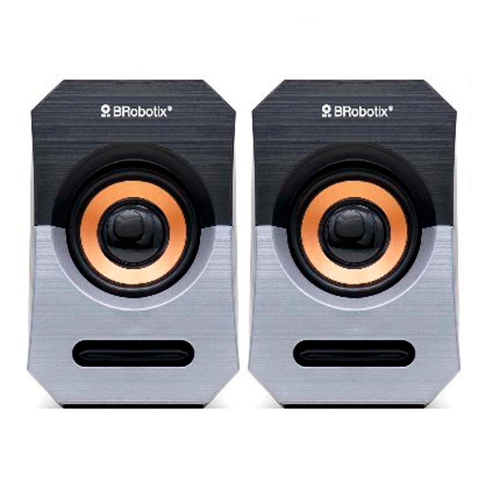Bocinas Portátiles BRobotix 963913, Alámbrico, 2.0 Canales, 5W RMS, USB/3.5mm, Negro/Plata, 963913 - Image 3