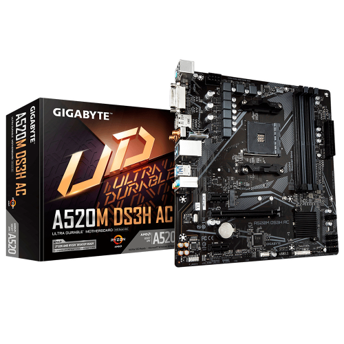 Tarjeta Madre Gigabyte A520M DS3H AC, Micro-ATX, AM4, HDMI, Up to 128GB DDR4, A520M DS3H AC/ NAVIDAD