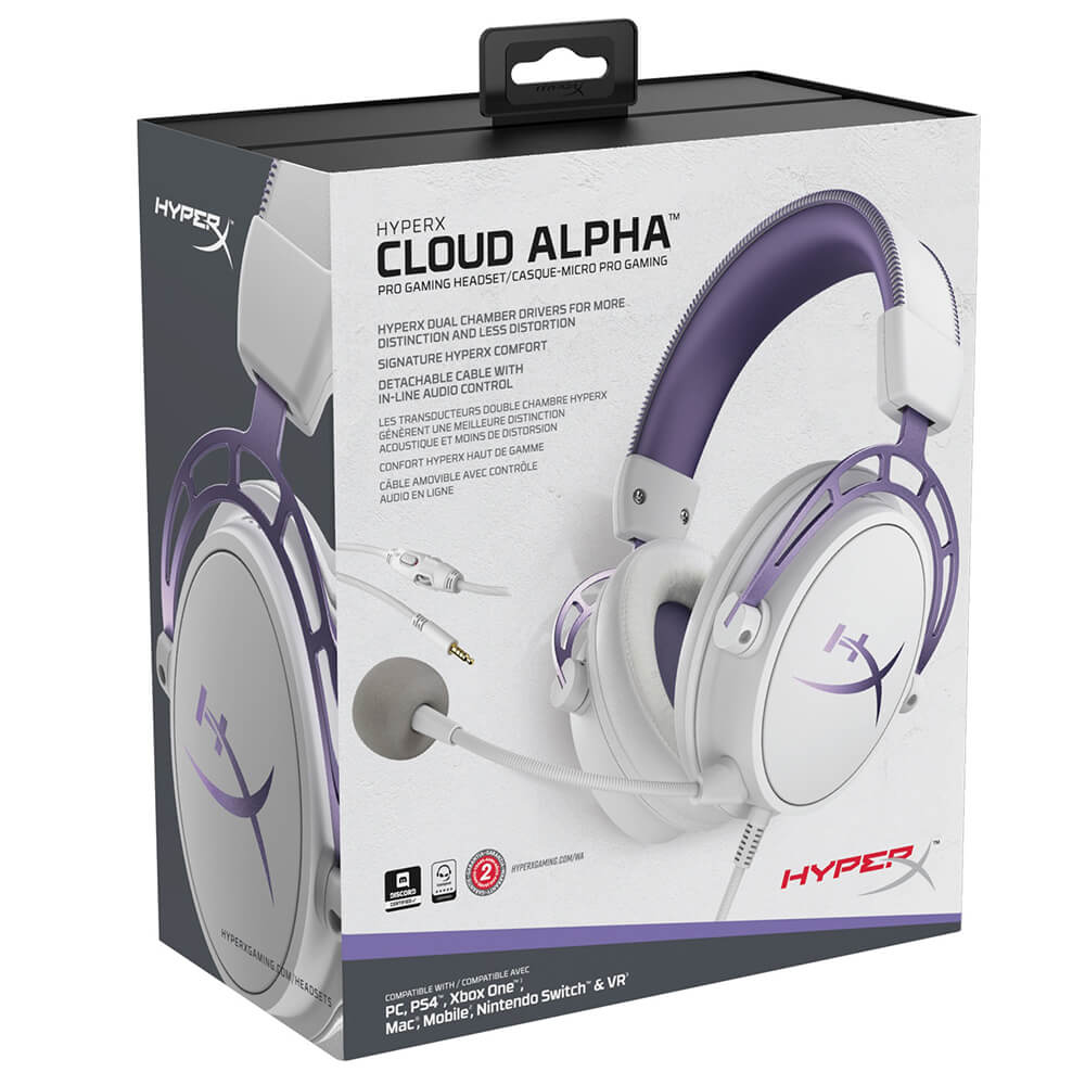 Diadema HyperX Cloud Alpha con Microfono Alambrica Estereo Blanca Morado 1x3.5mm o 2x3.5mm, PC, LAP, CONSOLAS, SMARTPHONE HX-HSCA-PL - Image 6