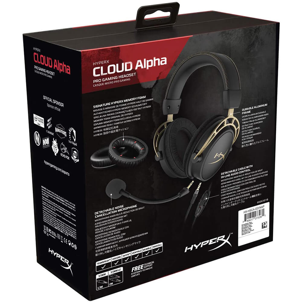 Diadema HyperX Cloud Alpha Gold con Microfono Alambrica Estereo Negro Dorado 1x3.5mm o 2x3.5mm, PC, LAP, CONSOLAS, HX-HSCA-GD/NAP - Image 10