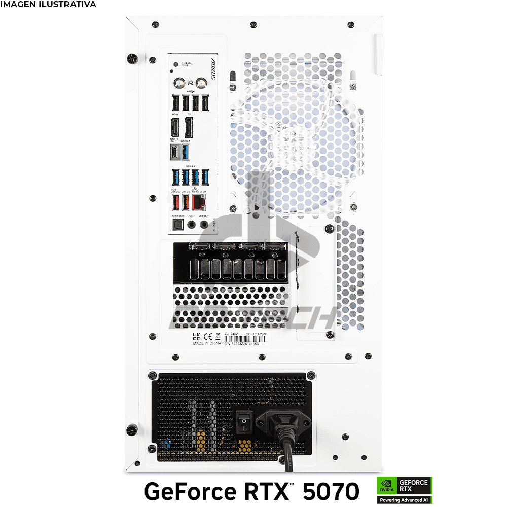 Computadora PRIDE GAMING AORUS WHITE EAGLE, NVIDIA GeForce RTX 5070, AMD Ryzen 5 9600X, 32GB RAM, 1TB M.2 NVME, 750W 80+ GOLD, INCLUYE WIFI Y BT - Image 5