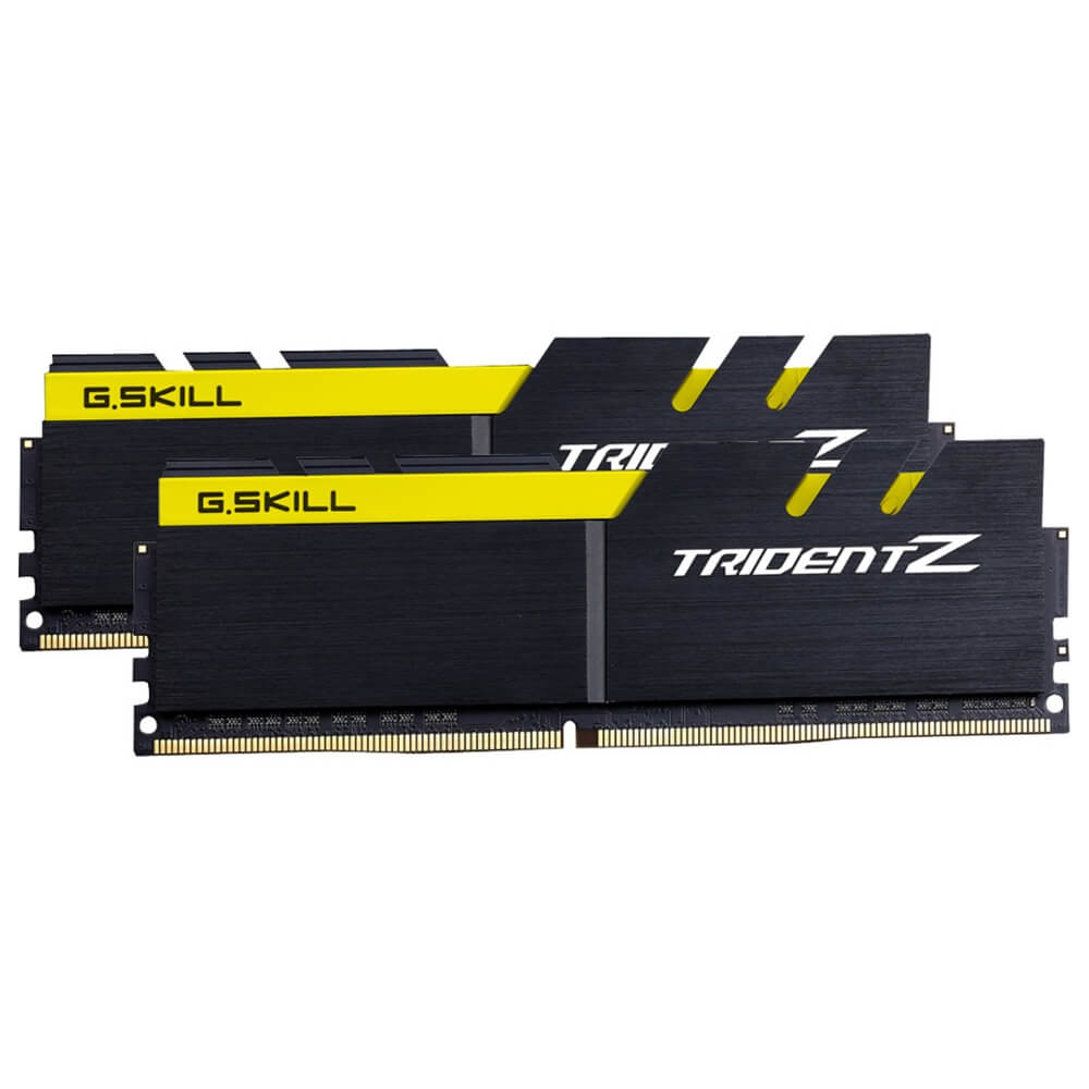 Memoria RAM 32GB DDR4 GSkill Trident Z 3200Mhz Negro-Amarillo, Kit 2x16GB - F4-3200C16D-32GTZKY /MAX. 1 X CLIENTE