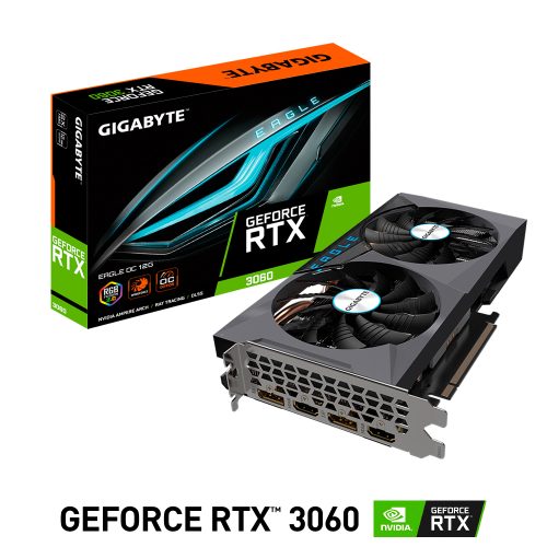 Tarjeta de Video Nvidia GeForce RTX 3060, Gigabyte Eagle 12GB LHR, GV-N3060EAGLE-OC-12GD, 3 AÑOS DE GARANTIA NACIONAL