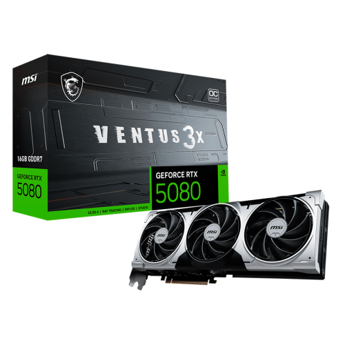 Tarjeta de Video MSI NVIDIA GeForce RTX 5080 VENTUS 3X OC PLUS, 16GB, 256-bit GDDR7, PCI Express x16 5.0, 912-V531-293