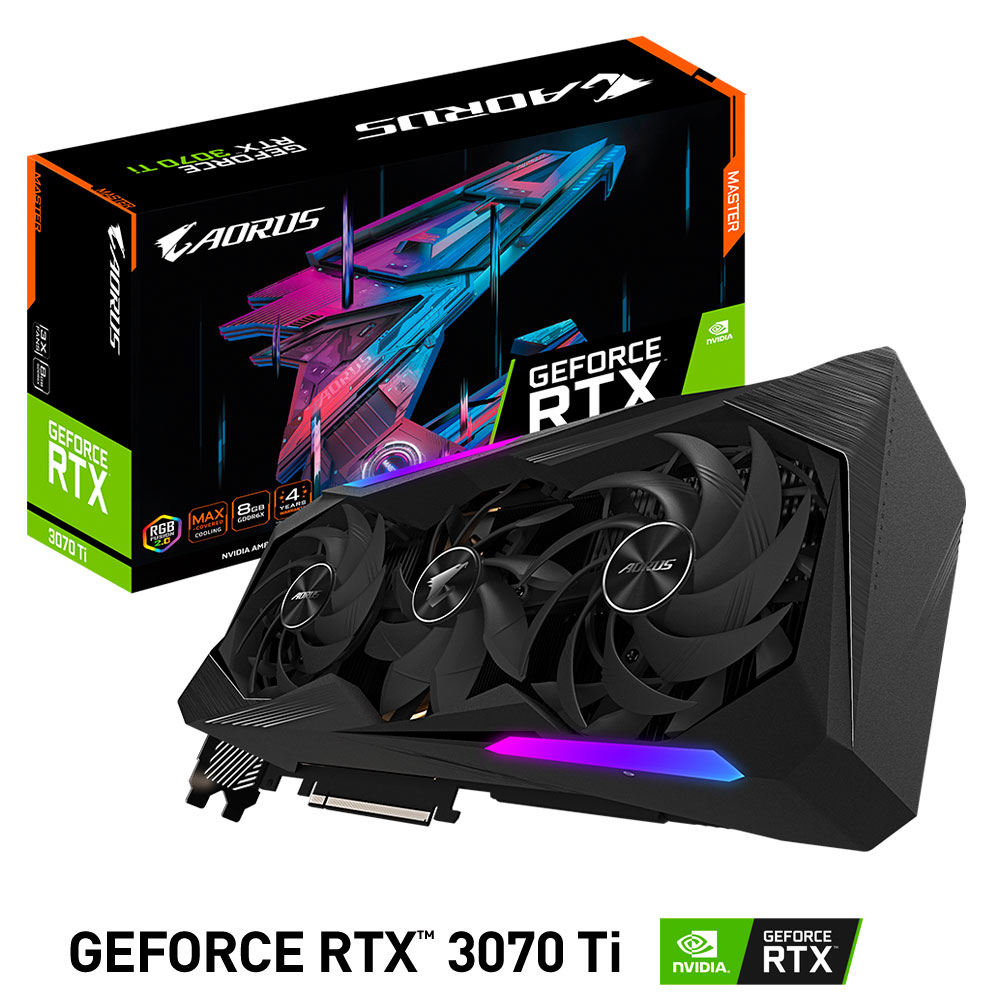 Tarjeta de Video Nvidia GeForce RTX 3070 TI 8GB, Aorus MASTER LHR, GV-N307TAORUS-M-8GD, 3 AÑOS DE GARANTIA NACIONAL