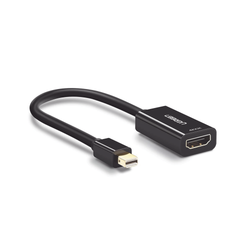 UGREEN 40360 Convertidor Mini Display Port a HDMI, 4K@30Hz, Thunderbolt, Blindaje interno múltiple, Carcasa ABS, Longitud de 25 cm