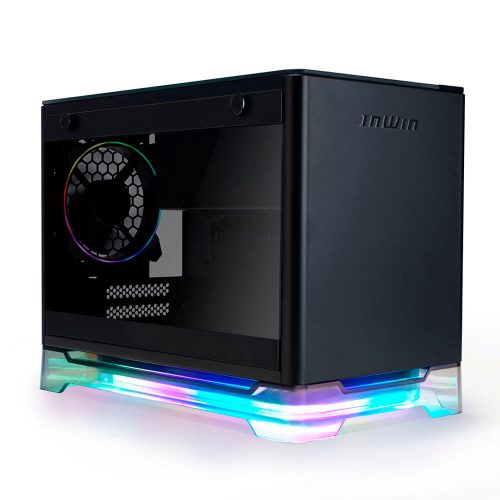 Gabinete InWin A1 Plus Black, Mini ITX, Cristal Templado, Cargador Inalambrico para Smartphone, Fuente 600W 80+ Gold, LED RGB