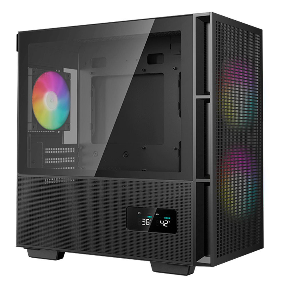 Gabinete DEEPCOOL CH360 DIGITAL, Mini-ITX/Micro-ATX, Cristal Templado, Pantalla Digital de Doble Estado en Tiempo Real, 3 Ventiladores Instalados, Negro, R-CH360-BKAPE3D-G-1 - Image 2