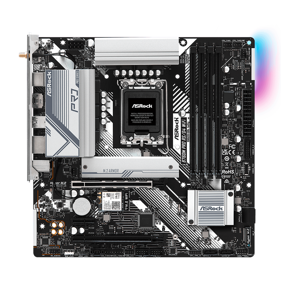 Tarjeta Madre ASRock B760M PRO RS/D4 WIFI, Micro ATX, DDR4, LGA1700, Up To 128G DDR4, B760M PRO RS/D4 WIFI - Image 3