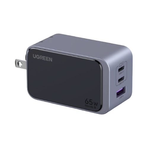 UGREEN 45223 Cargador de 65W serie Nexode S | 3 Puertos de Carga Rápida | 2 USB-C | 1 USB-A | Tecnología GaN II | PD3.0 | QC4.0 | FCP/SCP/AFC/PPS/PPS2.0 | Tecnología de Protección Térmica | Optimiza la Carga | Carcasa Ignifuga.